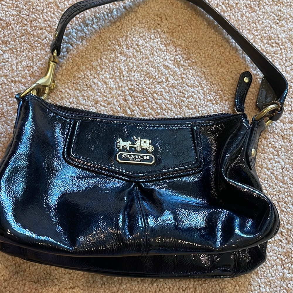 Black Leather Coach Mini Bag